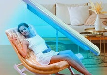 Load image into Gallery viewer, 360 degree home use contact free sanitary indoor Wolff tanning canopy bed portable mobile foldable easy storage small spaces apartments gyms offices home use cold weather easy assembly sunbathing spray tanning