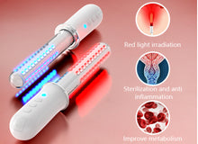 Load image into Gallery viewer, JuvaBuzz Portable Vaginal Rejuvenation Red Blue LED Light Vibration Wand