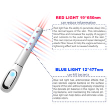 Load image into Gallery viewer, JuvaBuzz Portable Vaginal Rejuvenation Red Blue LED Light Vibration Wand