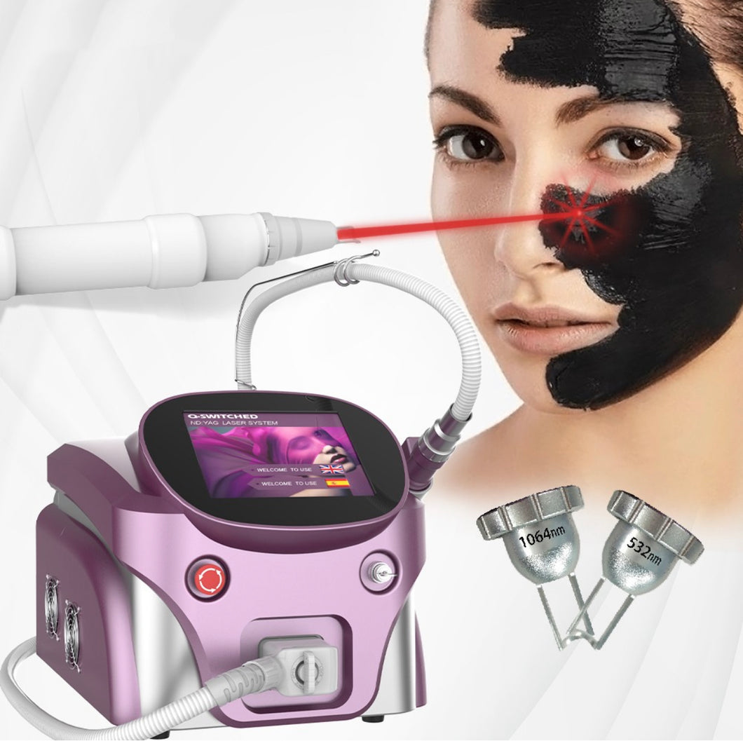 Pico Second FDA Approved Portable Q Switch ND Yag 532nm 1064nm Multifunctional Tattoo Removal Pain Free Skin Rejuvenation Acne Scarring Dark Skin Tan Skin Red Ink Pain Free No Downtime Fast Treatment Cynosure Candela Lumenis Laser