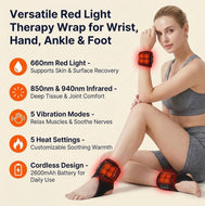 Red infrared home use professional medical fda grade red light therapy dual wavelength infrared heat 660nm 850nm
wrap pad pain relief ankle knee elbow foot wireless cordless rechargeable 