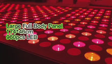 Load and play video in Gallery viewer, New JuvaMAX 785w Total Body Red Light Therapy Pain Relief Weight Loss Panel with LCD Controls and Over the Bed Stand
