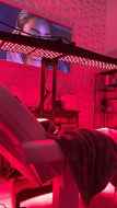 Red light therapy over the bed total whole body dual wavelength red infrared 660nm 850nm no contact free unattended small spaces salons studios weight Loss pain Relief anti aging skincare